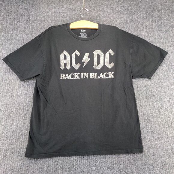 ACDC Rockware Womens Back in Black T-Shirt Black Size XL Short Sleeve Cotton - Picture 2 of 12